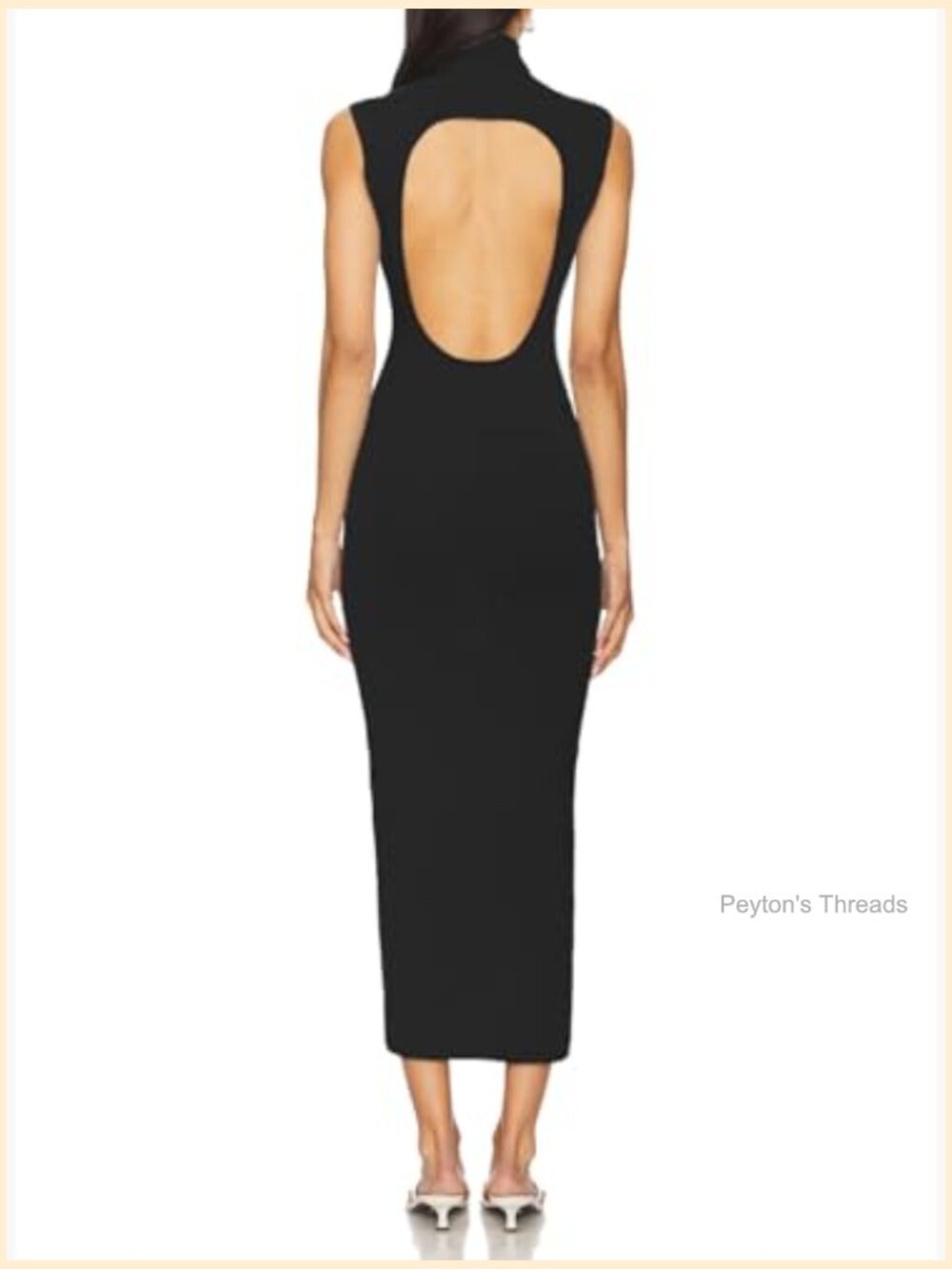 Sleeveless High Neck Backless Fitted Midi Dress Bodycon Mockneck Cut Out Back - Picture 5 of 7